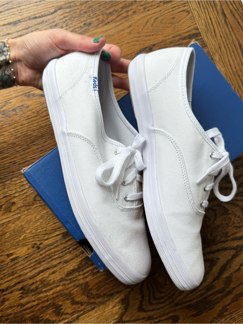 Keds Champion White Canvas Classic Lace Up Sneakers 8.5 W In Box - Picture 4 of 9